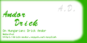andor drick business card